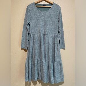Torrid Women’s Sage Green Ribbed Long Sleeve Dress W/ Pockets Size 00